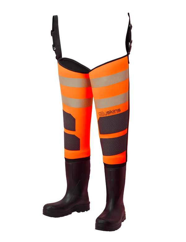 Ollyskins 2922 HV Orange Neoprene S5 Safety Thigh Wader