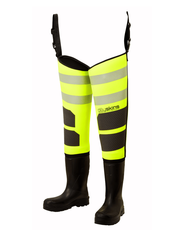 Ollyskins 2922 HV Yellow Neoprene S5 Safety Thigh Wader