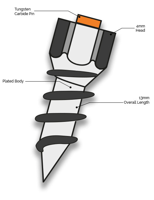 1255 Tungsten Carbide Boot Stud, Single