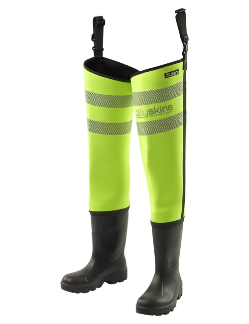 Ollyskins 2922 HV Yellow Neoprene S5 Safety Thigh Wader